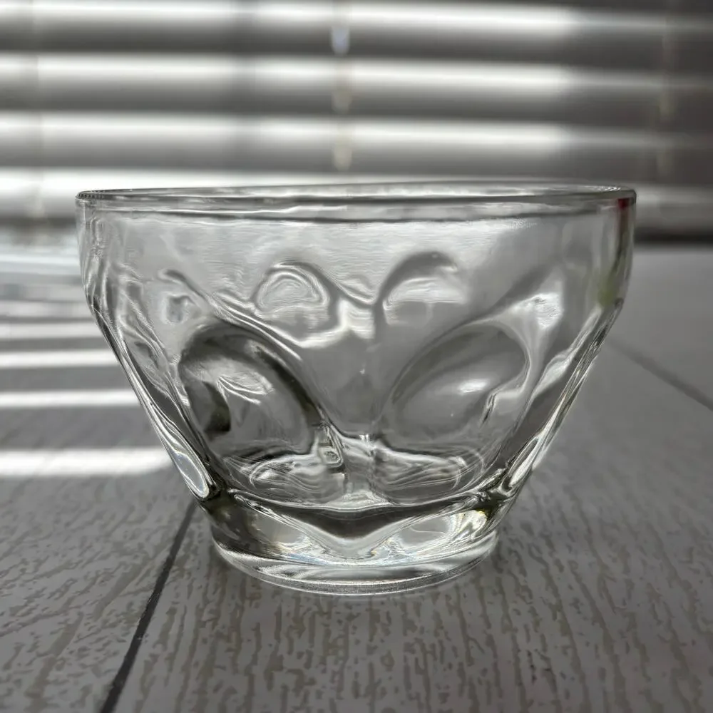 Vintage Thumbprint Glass Dessert Bowls Set of 2